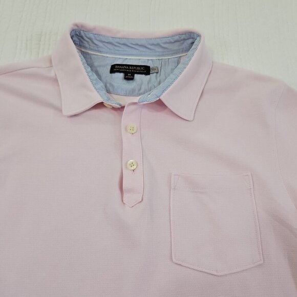 Banana Republic Performance Pique Polo Golf Tennis Shirt Men's M Medium Pink EUC - Picture 6 of 14
